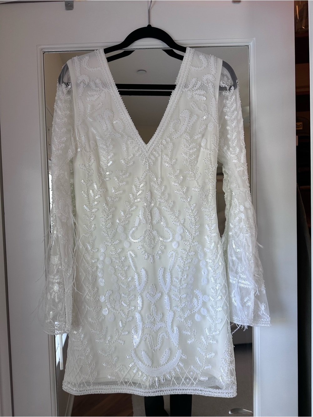 12th Tribe Larisa White Sequin Dress, Size M - Picture 4 of 7